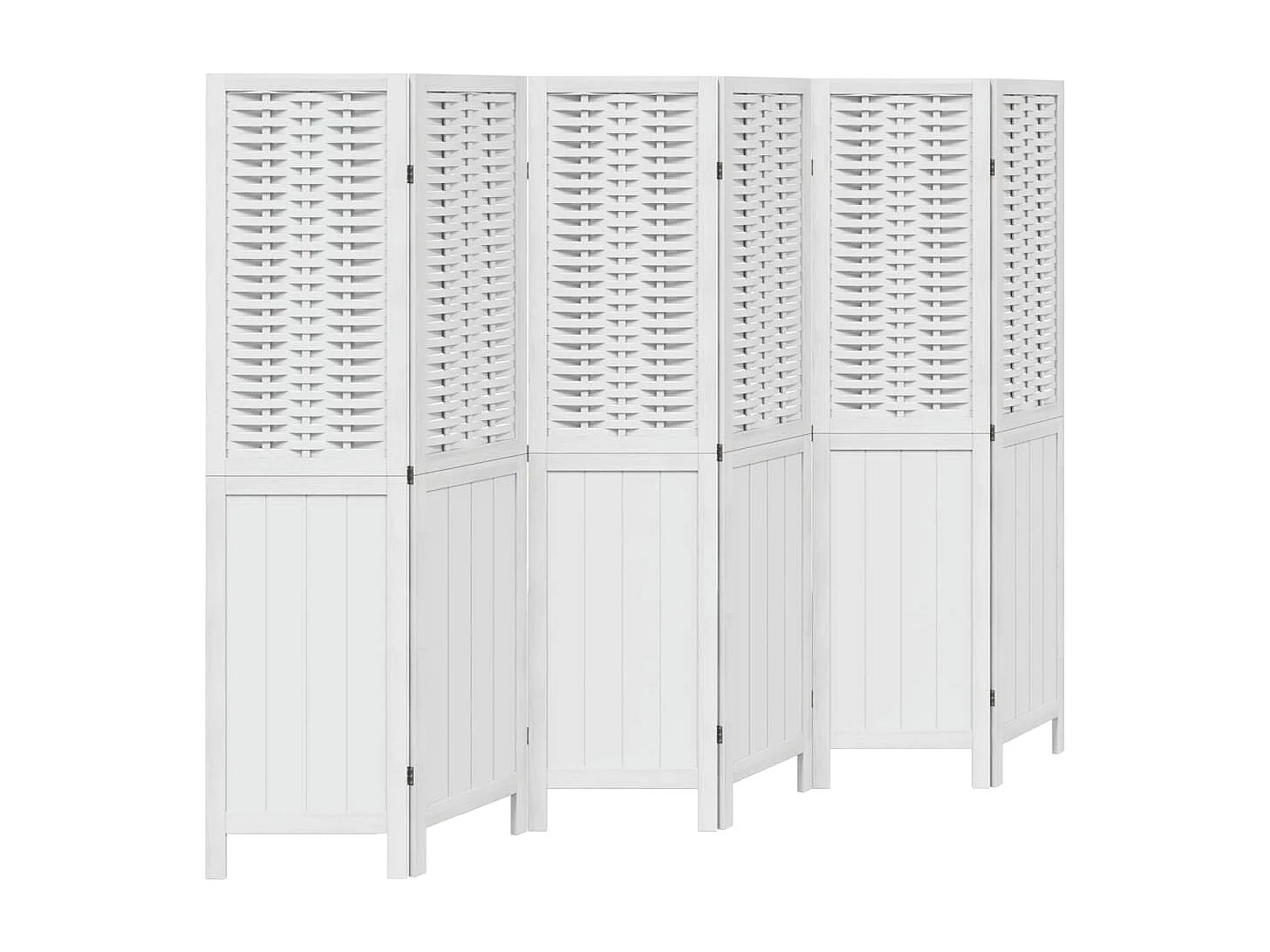 Biombo separador de 6 paneles madera maciza Paulownia blanco ES230146