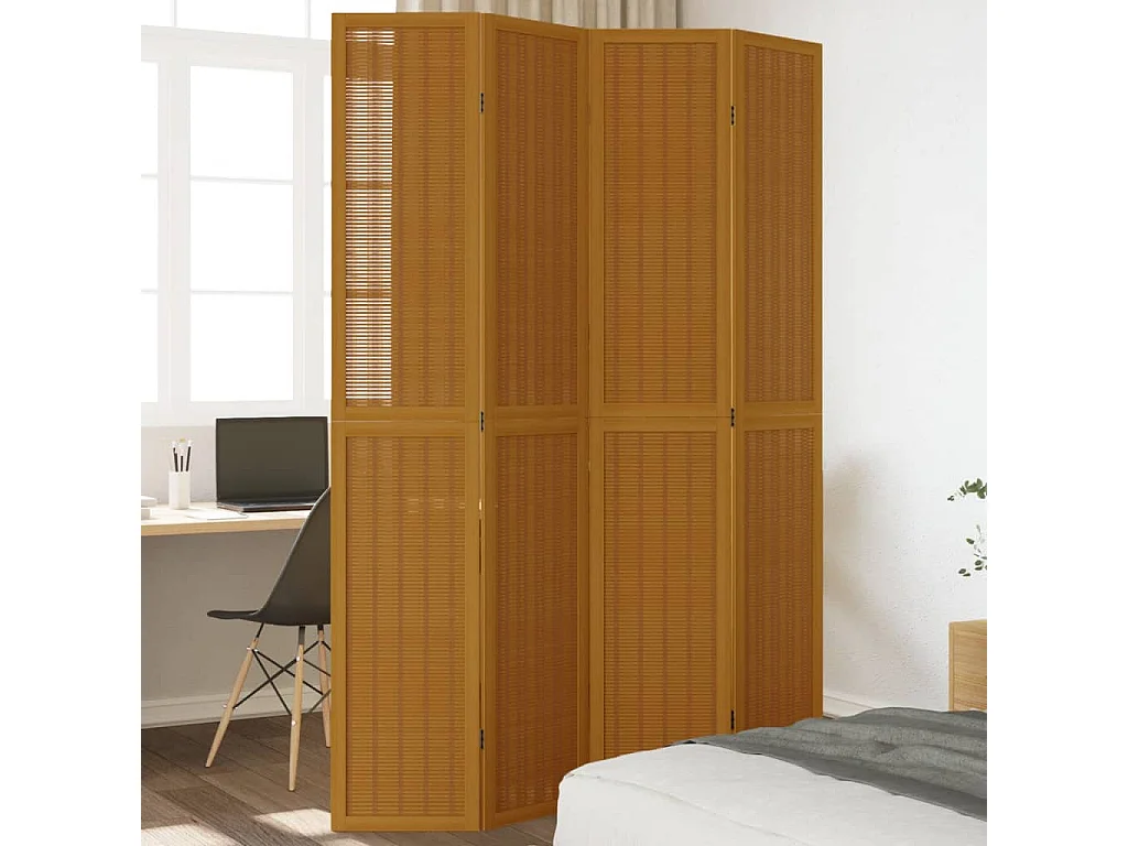 Kamerscherm met 4 panelen massief paulowniahout bruin BE369622