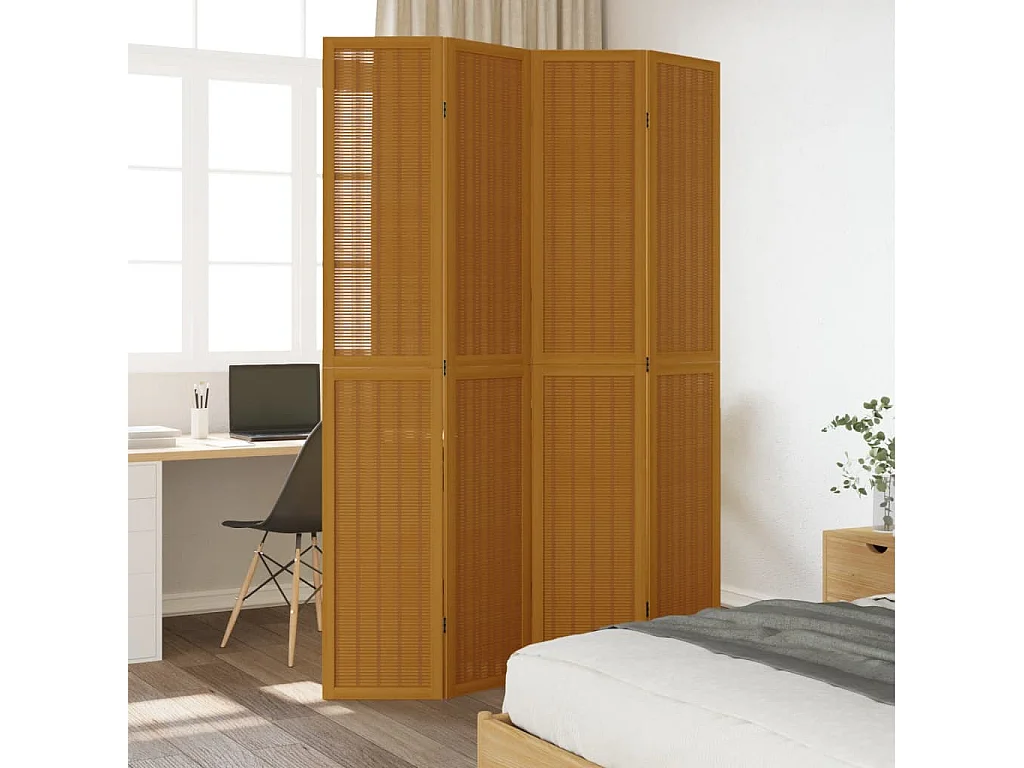 Kamerscherm met 4 panelen massief paulowniahout bruin BE369622