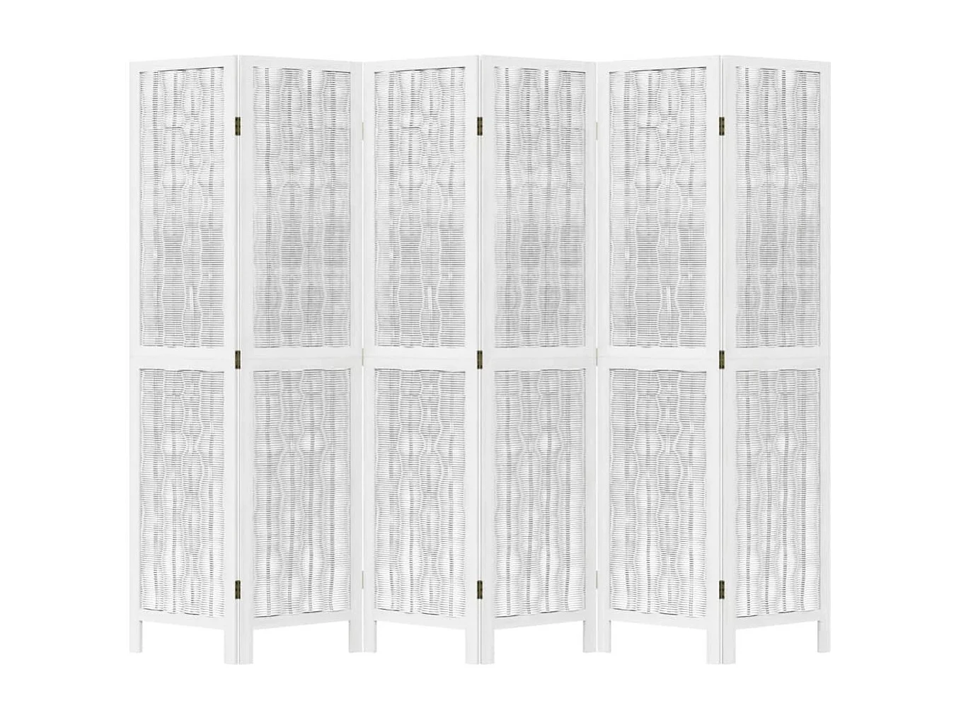 Biombo separador de 6 paneles madera maciza Paulownia blanco ES870497
