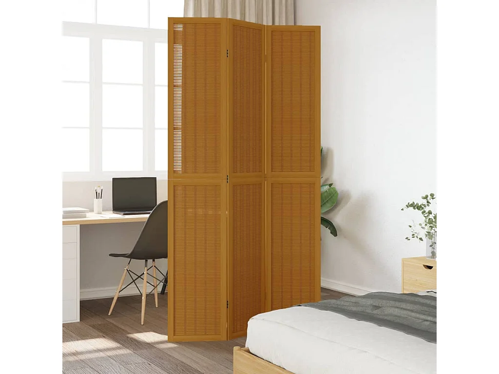 Kamerscherm met 3 panelen massief paulowniahout bruin BE143800