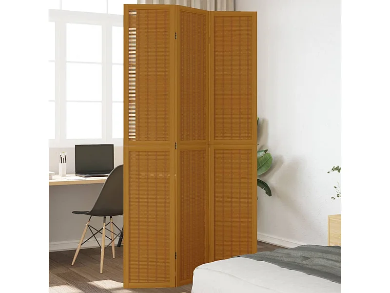 Kamerscherm met 3 panelen massief paulowniahout bruin BE143800