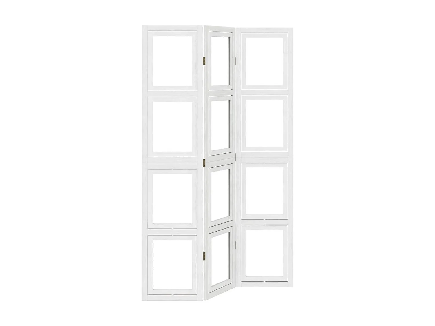 Biombo separador de 3 paneles madera maciza Paulownia blanco ES702253