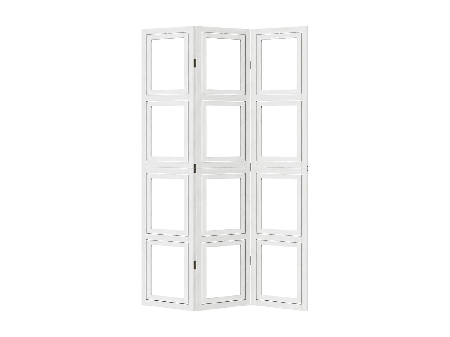 Biombo separador de 3 paneles madera maciza Paulownia blanco ES702253