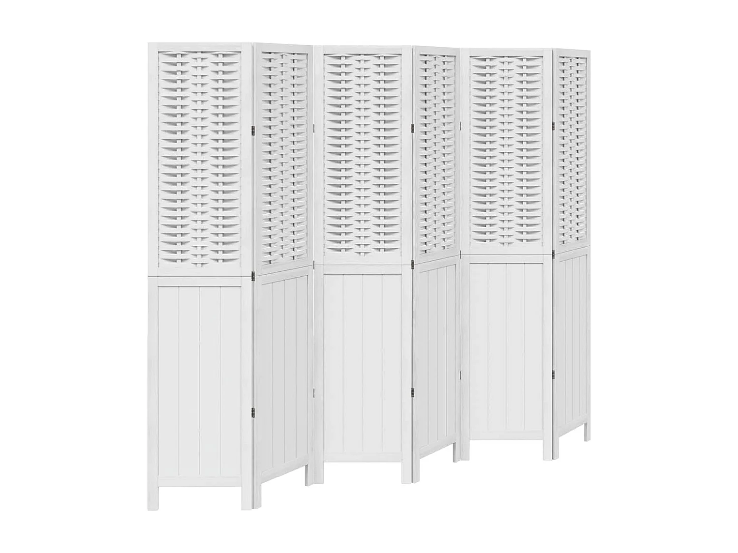 Kamerscherm met 6 panelen massief paulowniahout wit BE133524