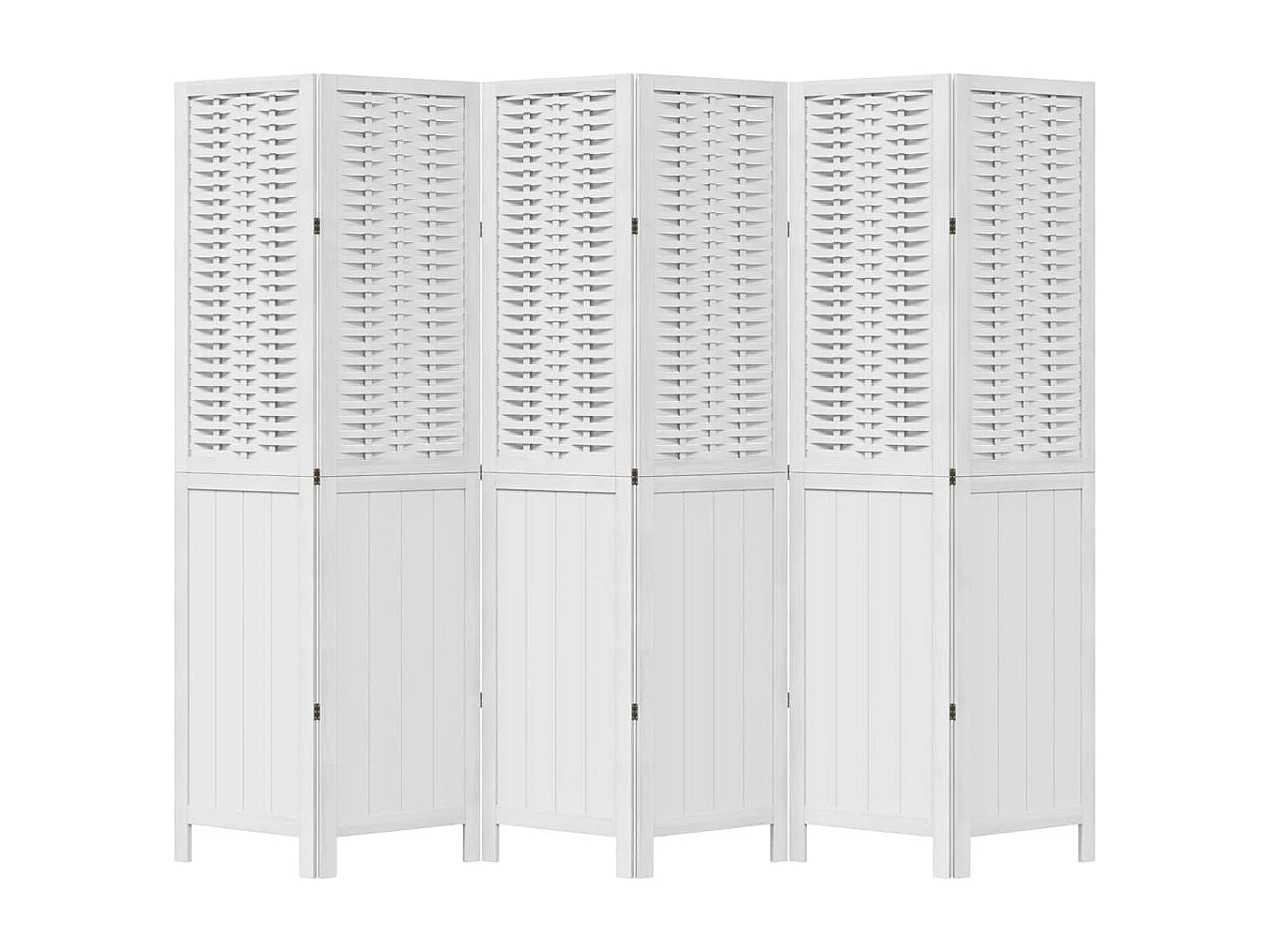 Kamerscherm met 6 panelen massief paulowniahout wit BE133524