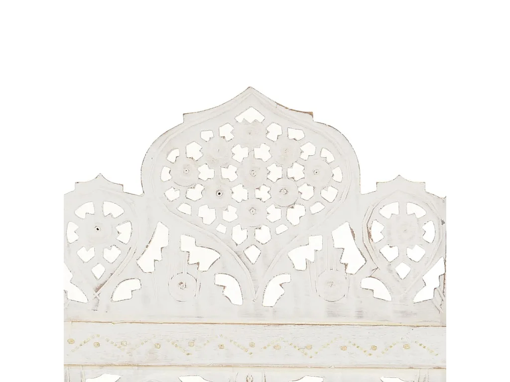 Biombo 3 paneles tallado a mano madera mango blanco 120x165 cm ES116870