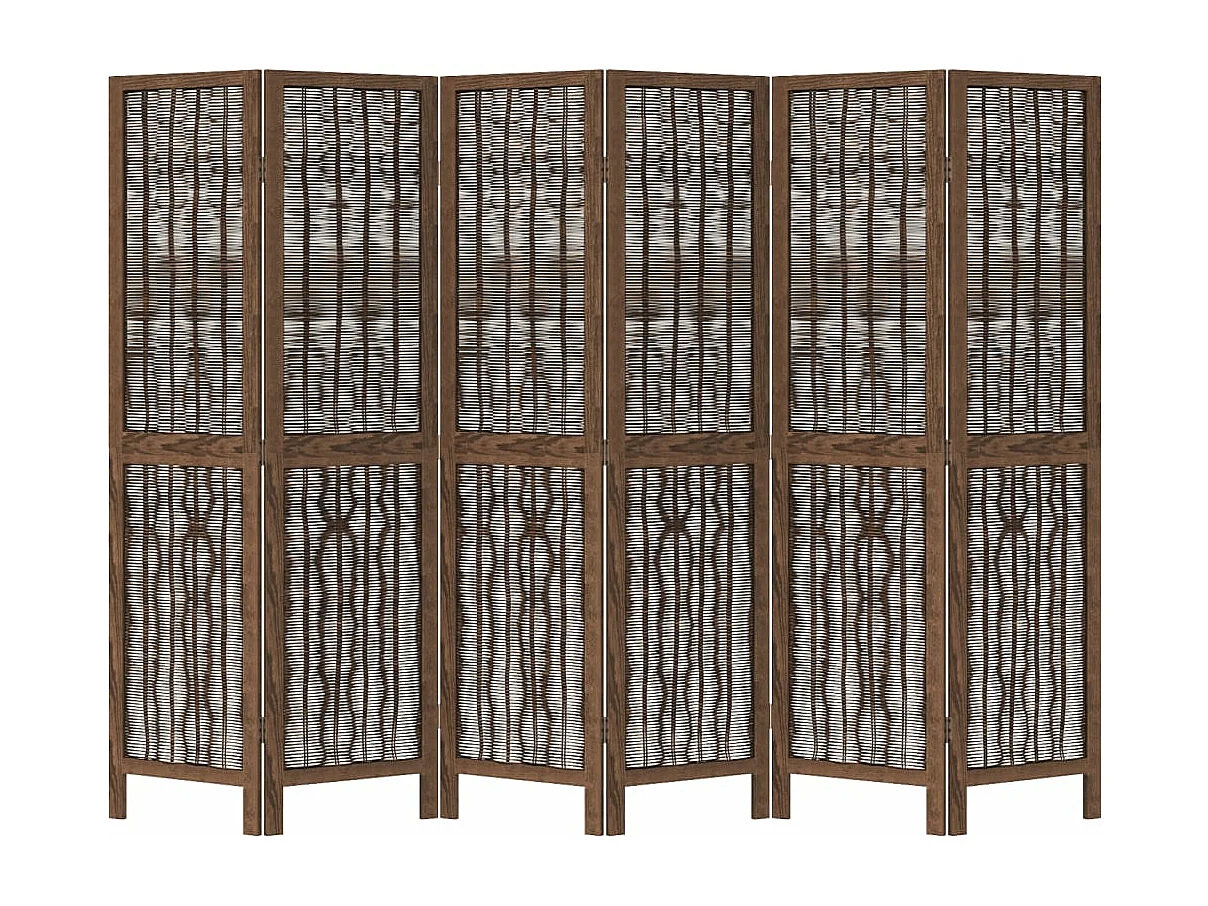Biombo separador de 6 paneles madera paulownia marrón oscuro ES652260