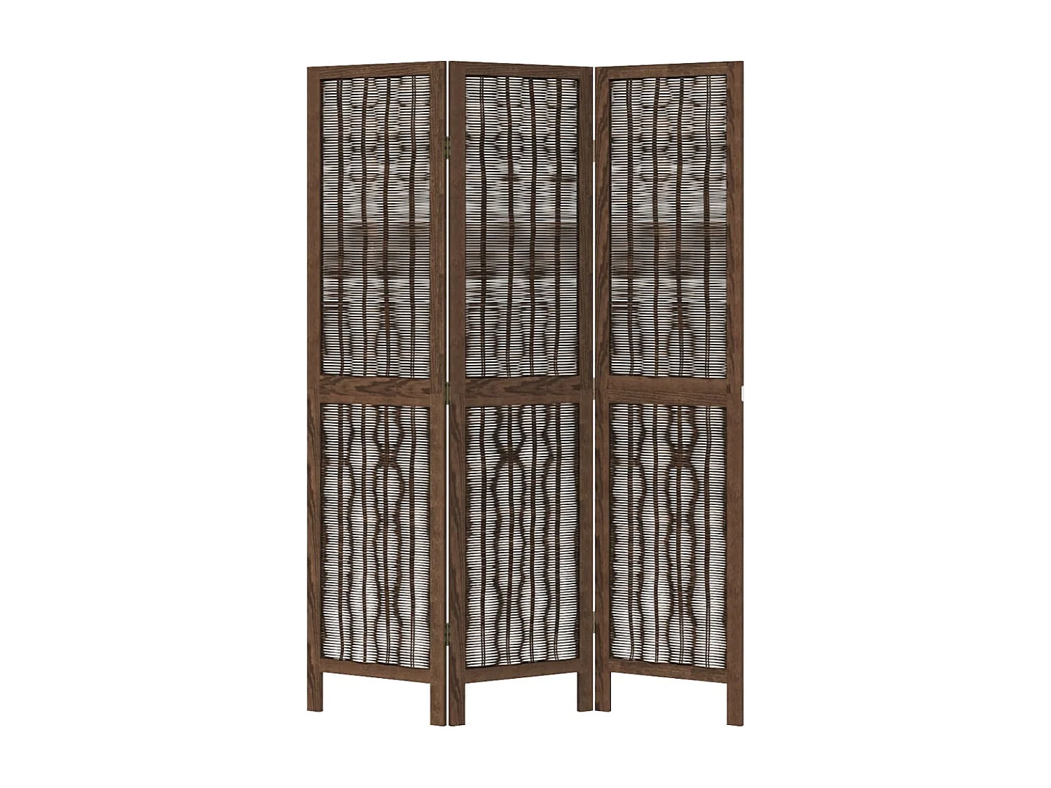 Biombo separador de 3 paneles madera paulownia marrón oscuro ES527849
