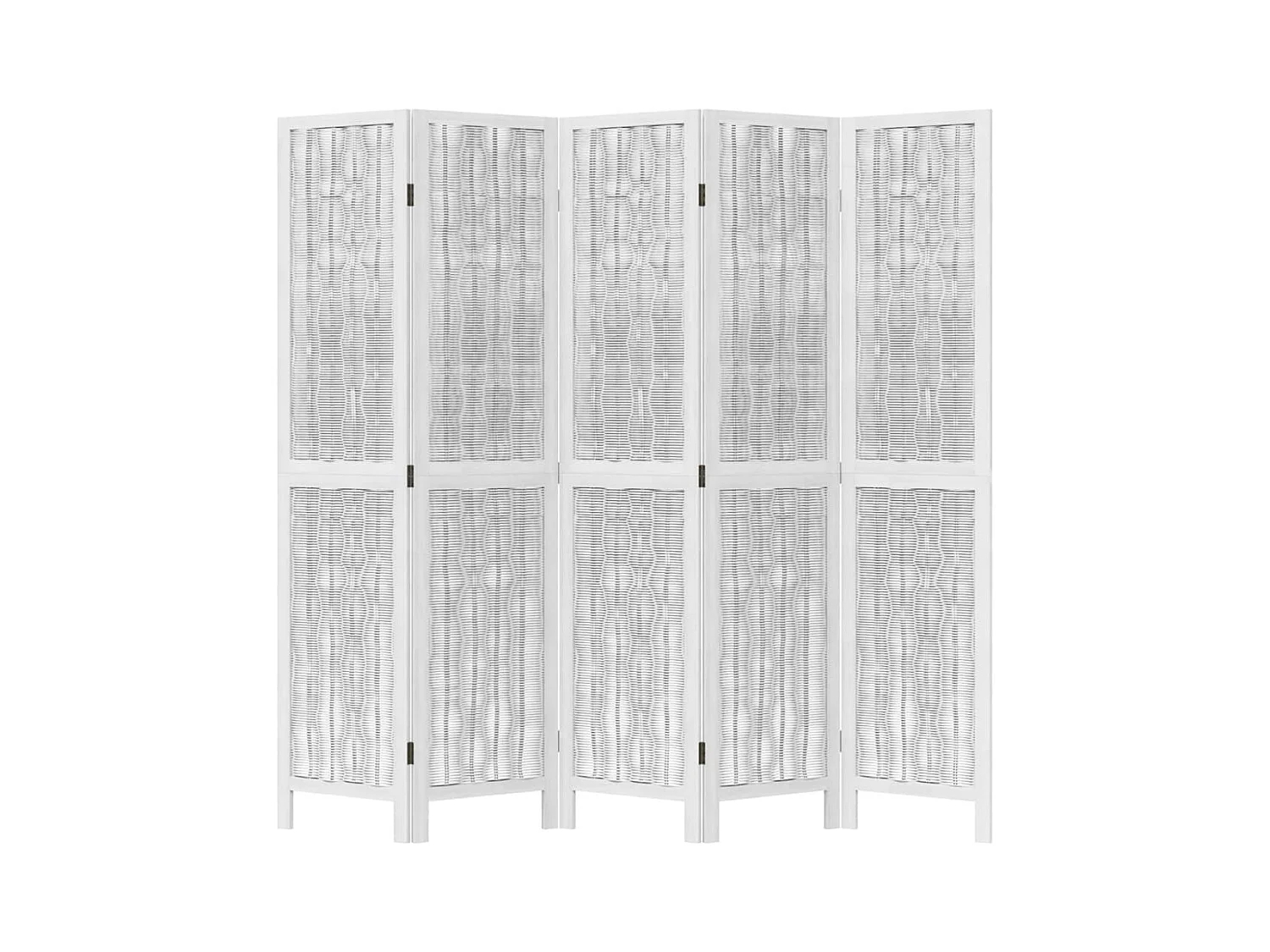 Biombo separador de 5 paneles madera maciza Paulownia blanco ES859261