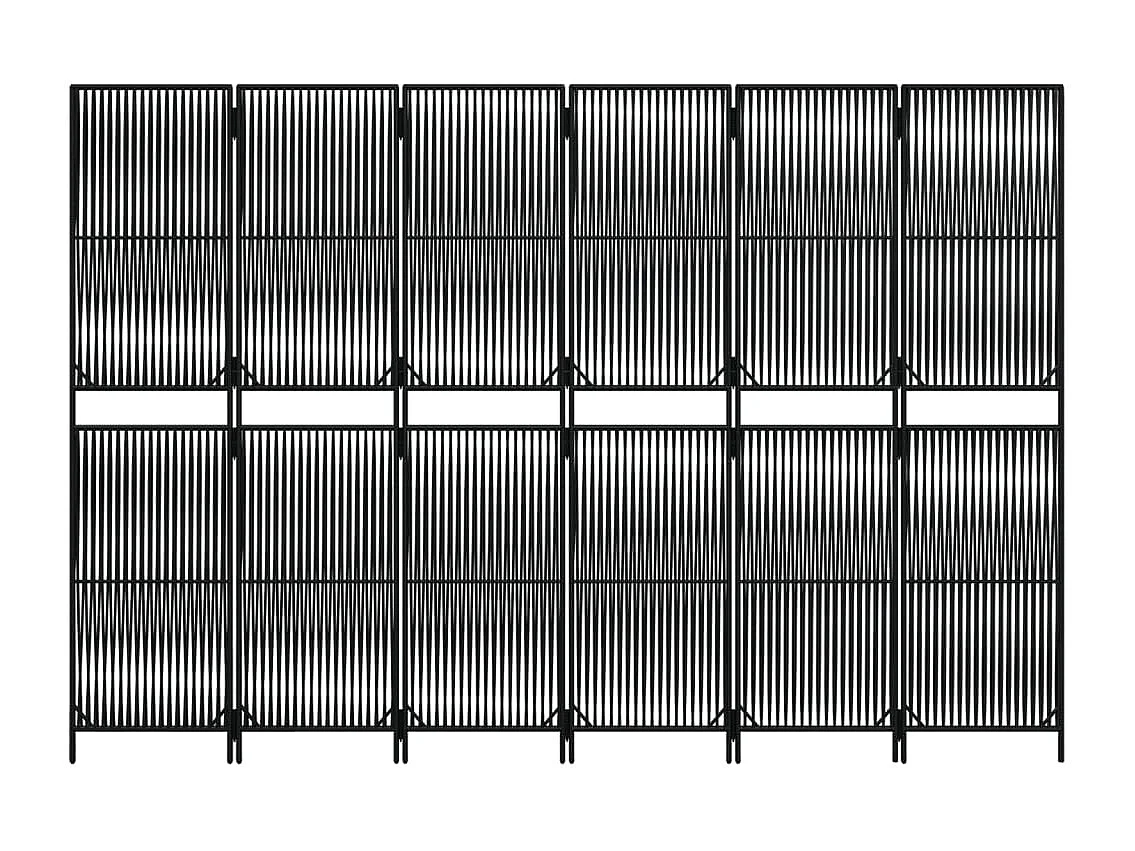 Biombo de 6 paneles ratán sintético negro ES159809