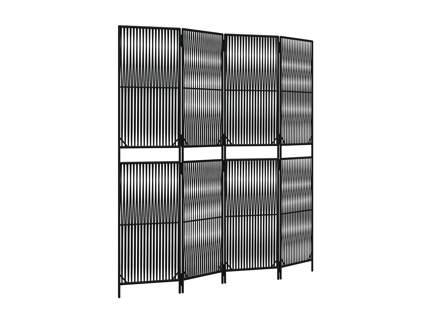 Biombo de 4 paneles ratán sintético negro ES251575