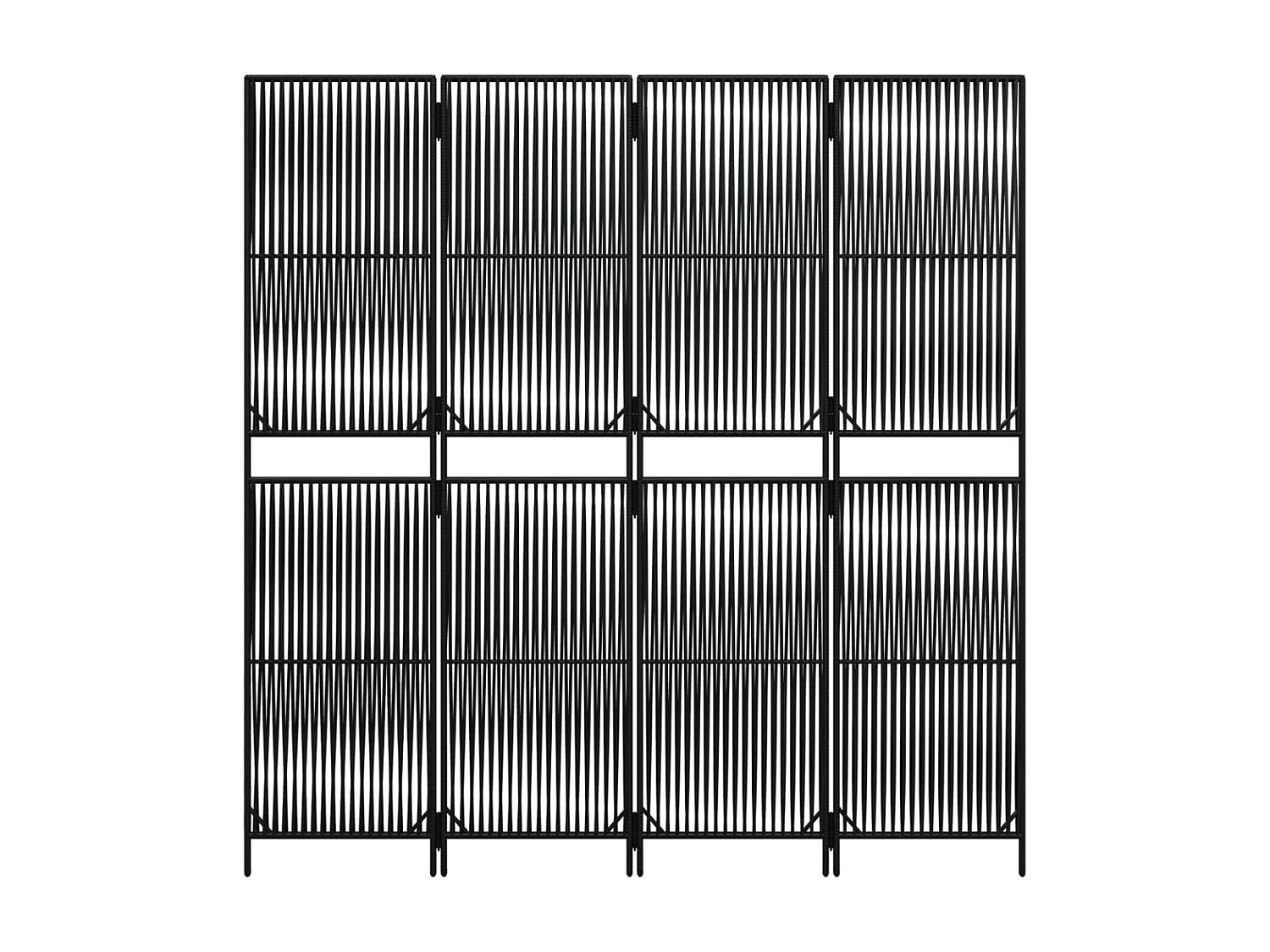 Biombo de 4 paneles ratán sintético negro ES251575