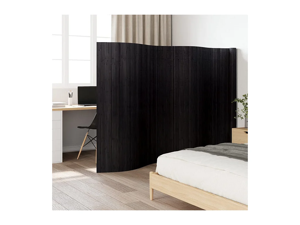 Paravent - Cloison de séparation noir 165x600 cm bambou FR32568