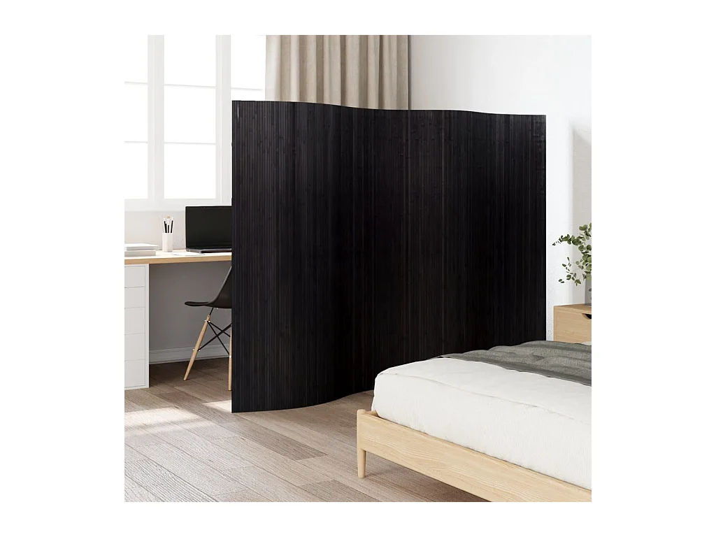 Paravent - Cloison de séparation noir 165x250 cm bambou FR99364