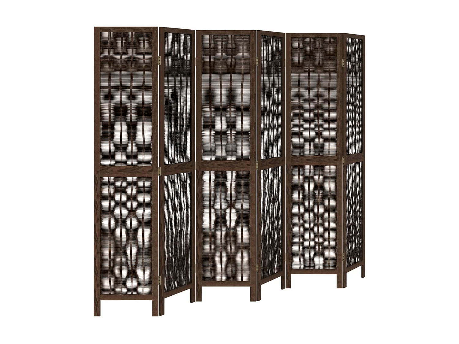 Paravent - Cloison de séparation 6 panneaux marron foncé paulownia massif FR35465
