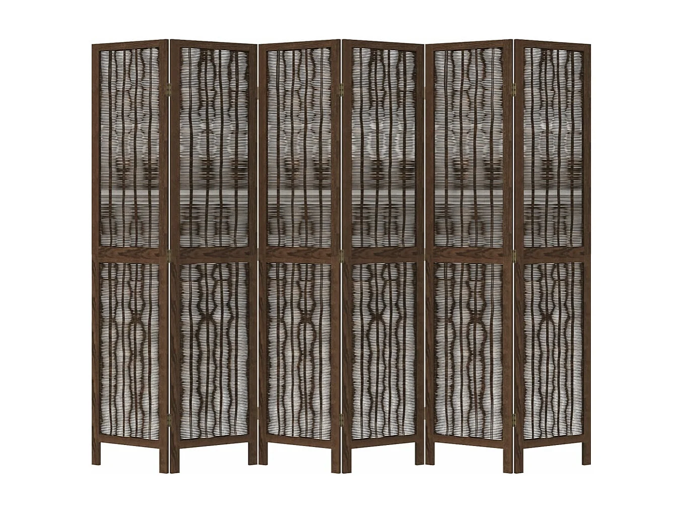 Paravent - Cloison de séparation 6 panneaux marron foncé paulownia massif FR35465