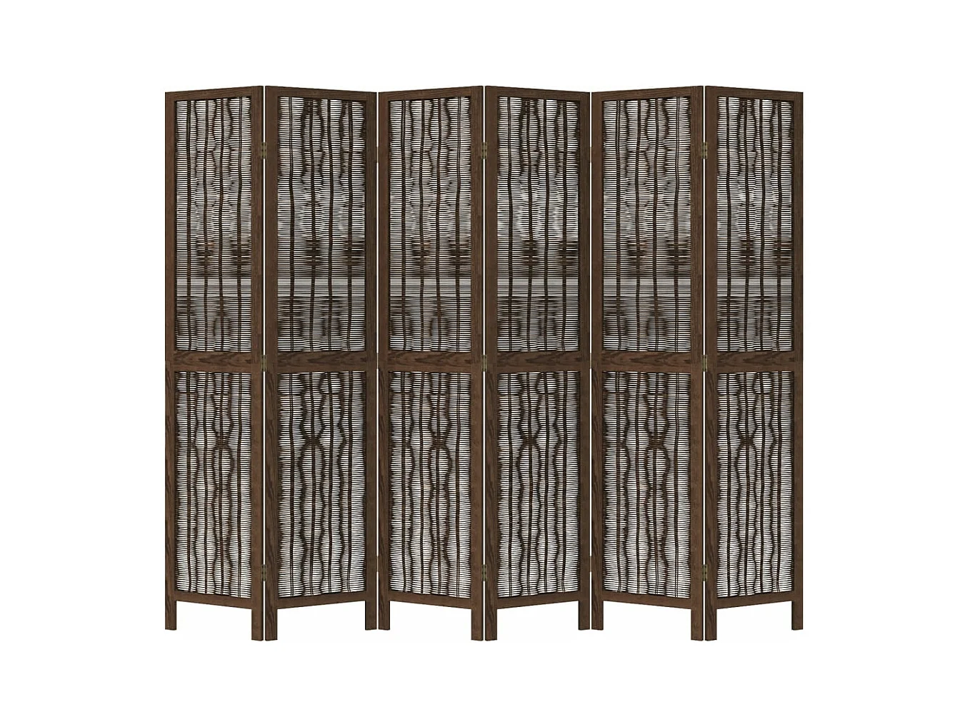 Biombo separador de 6 paneles madera paulownia marrón oscuro ES970823