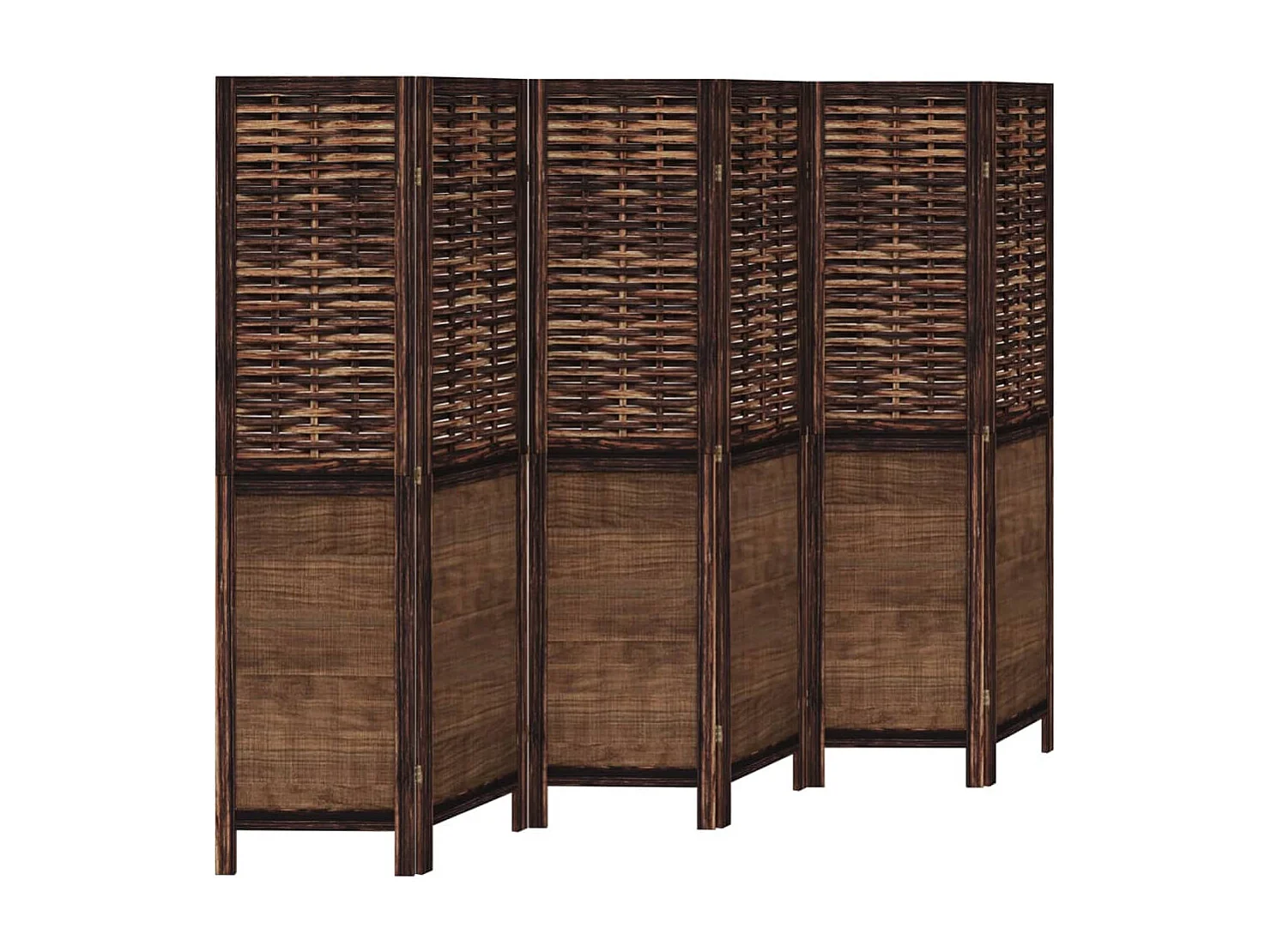 Biombo separador de 6 paneles madera paulownia marrón oscuro ES711556