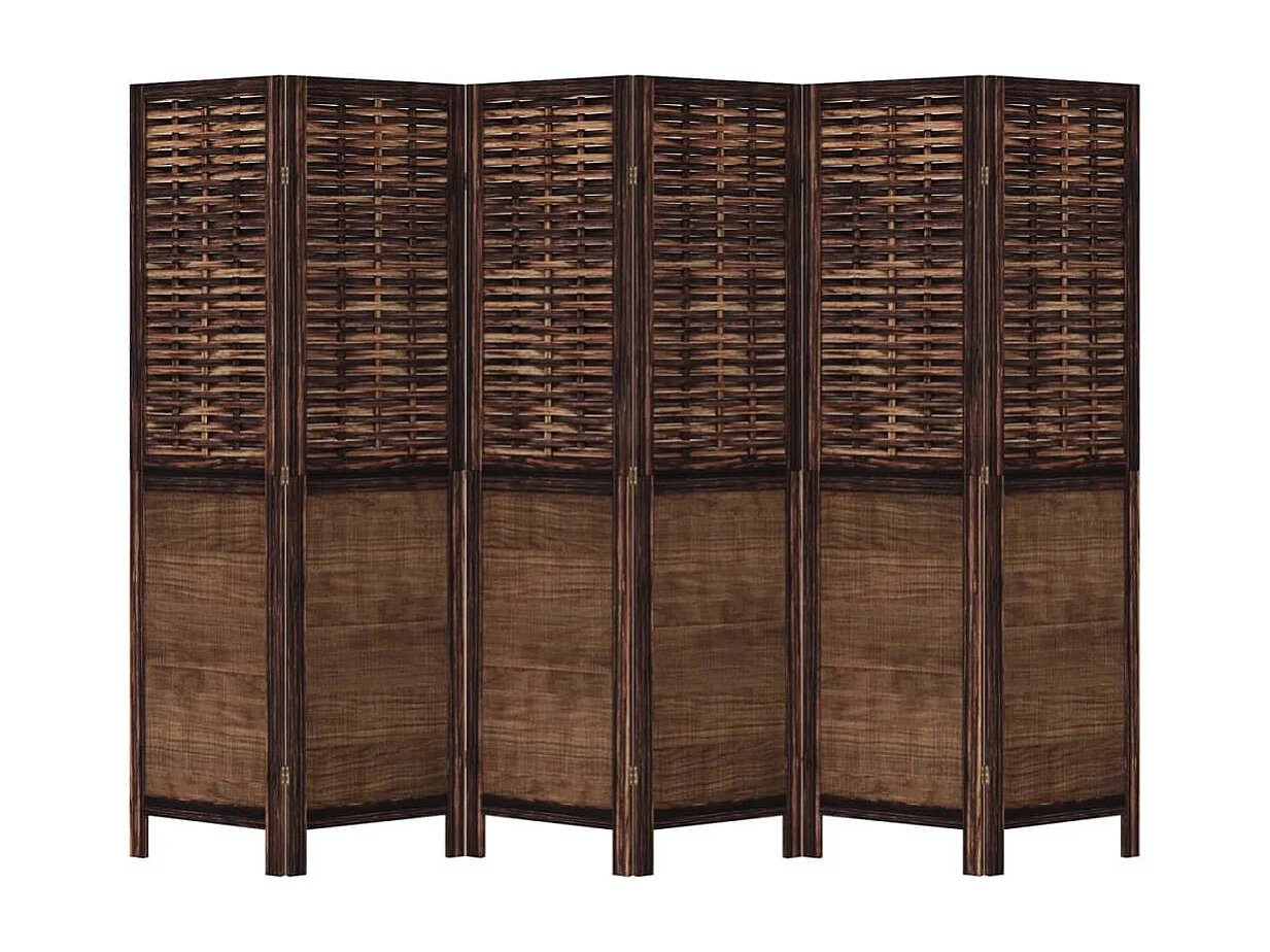 Biombo separador de 6 paneles madera paulownia marrón oscuro ES711556