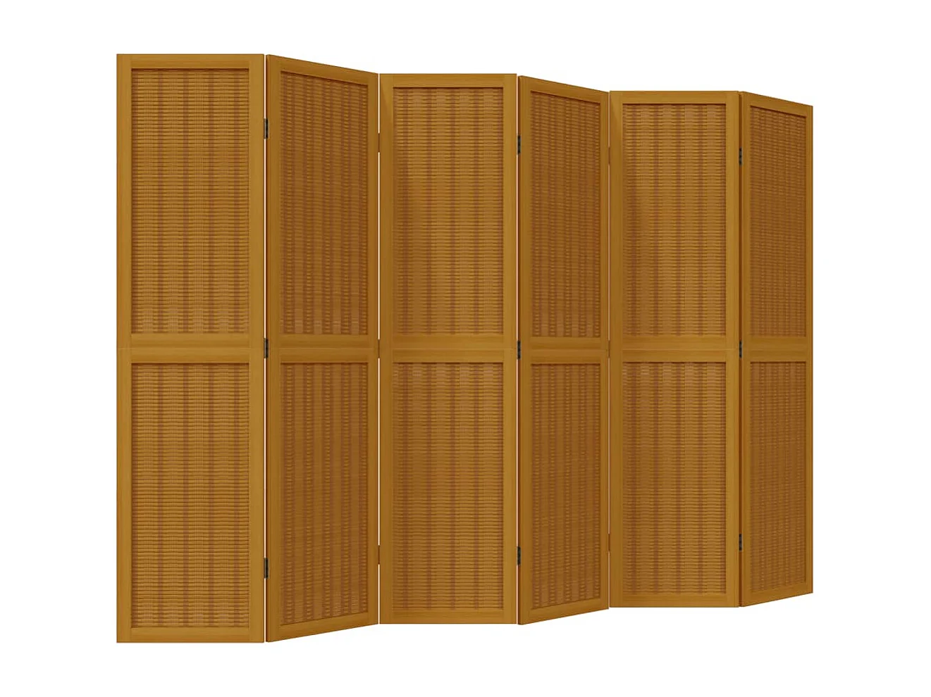 Biombo separador de 6 paneles madera maciza paulownia marrón ES625835