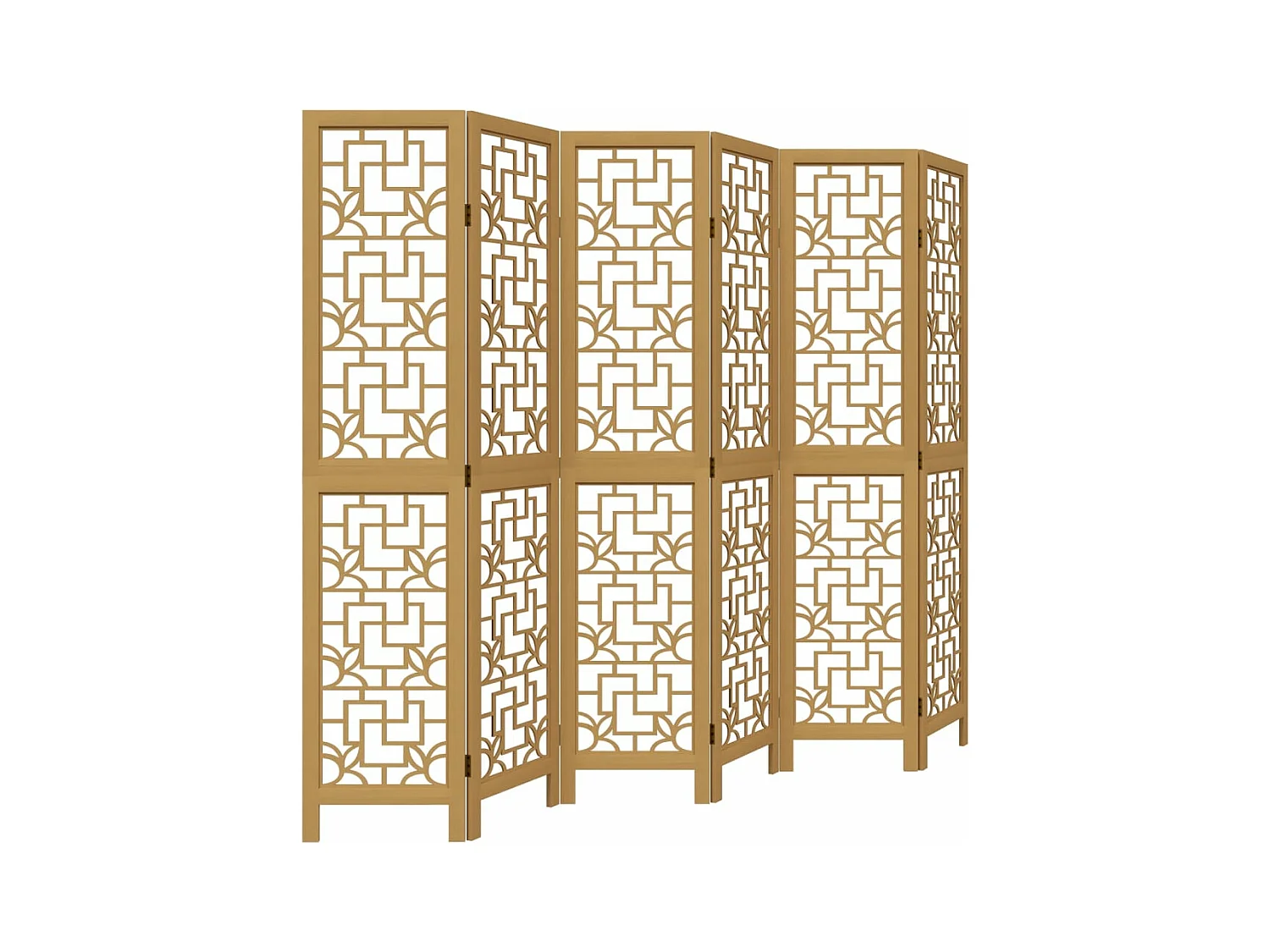 Biombo separador de 6 paneles madera maciza paulownia marrón ES314596