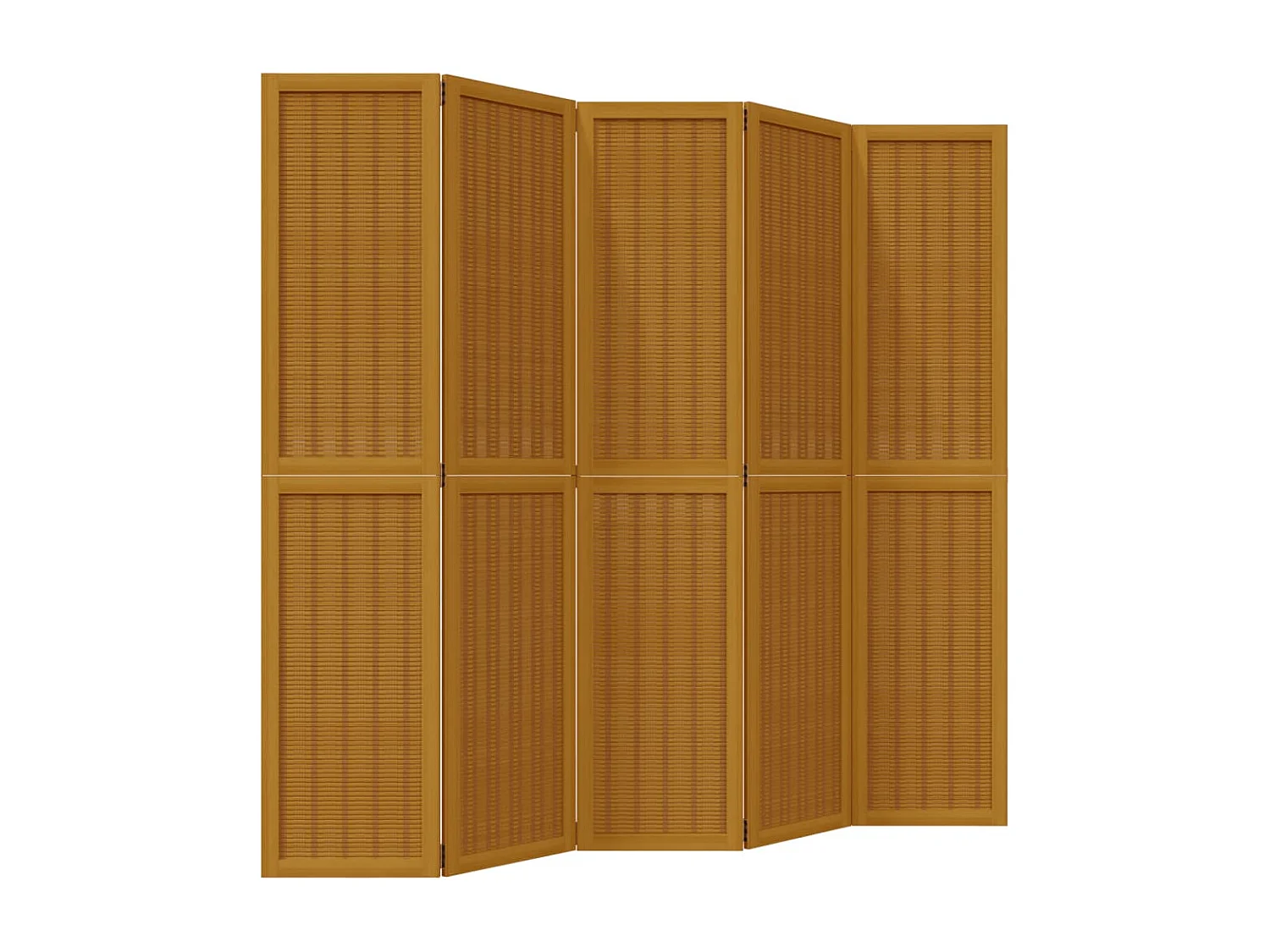 Biombo separador de 5 paneles madera maciza paulownia marrón ES277706