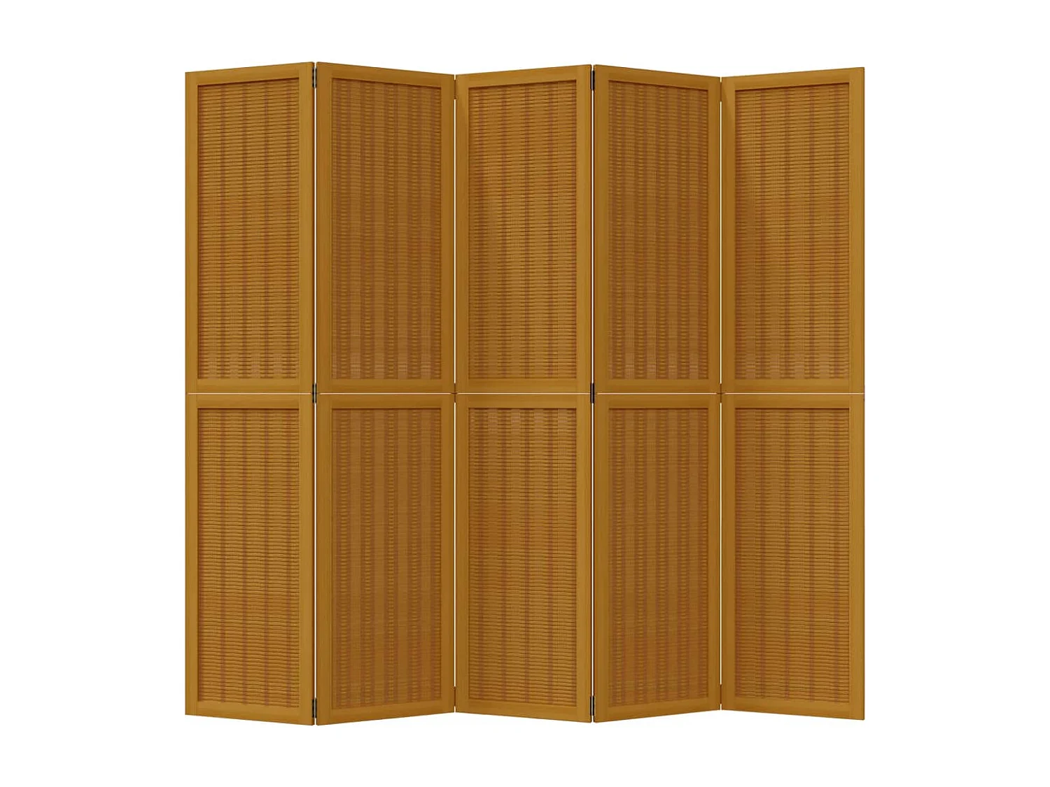 Biombo separador de 5 paneles madera maciza paulownia marrón ES277706