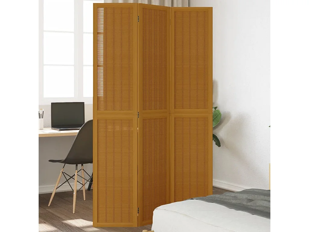 Kamerscherm met 3 panelen massief paulowniahout bruin BE746741