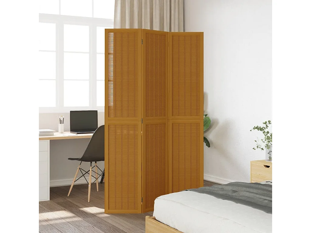 Kamerscherm met 3 panelen massief paulowniahout bruin BE746741