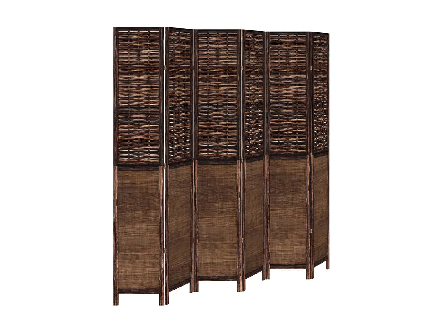 Biombo separador de 6 paneles madera paulownia marrón oscuro ES497558