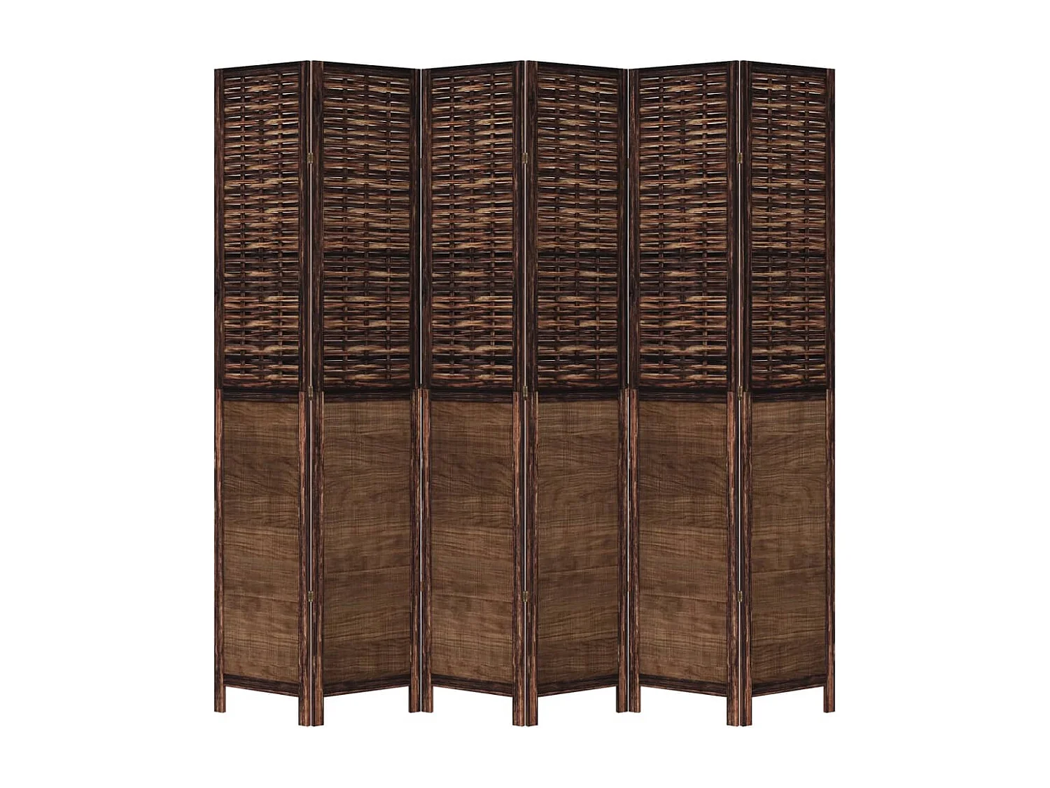 Biombo separador de 6 paneles madera paulownia marrón oscuro ES497558