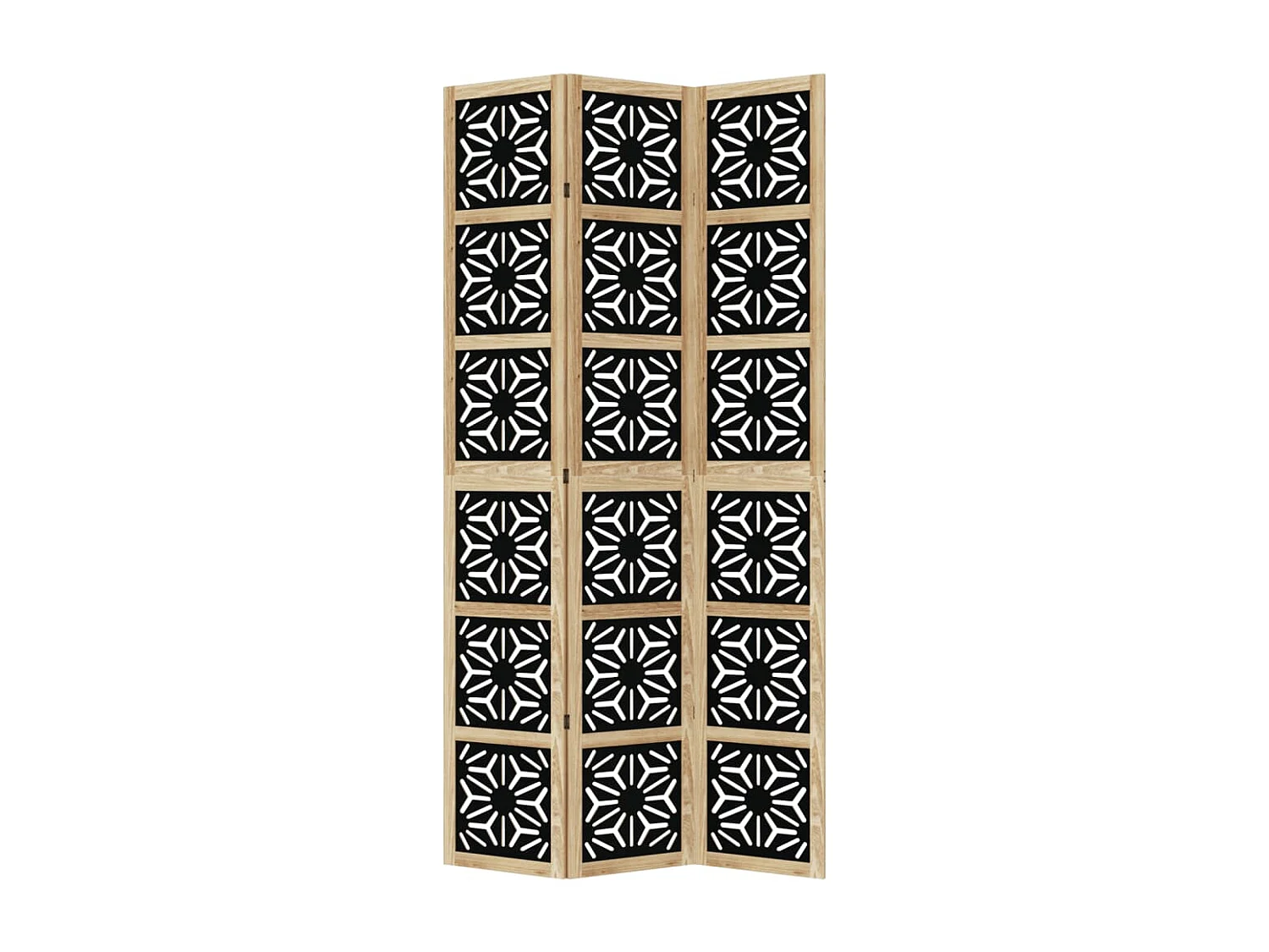 Kamerscherm met 3 panelen massief paulowniahout zwart BE395968