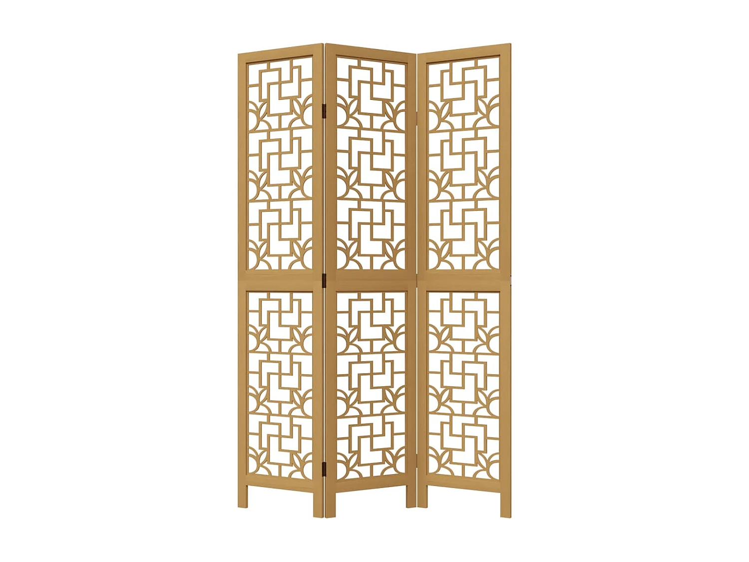 Paravent - Cloison de séparation 3 panneaux marron bois paulownia massif FR61917