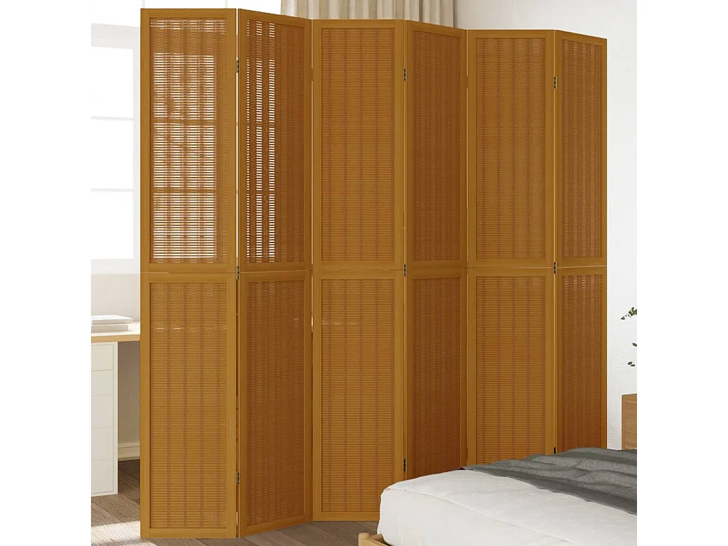 Kamerscherm met 6 panelen massief paulowniahout bruin BE372227