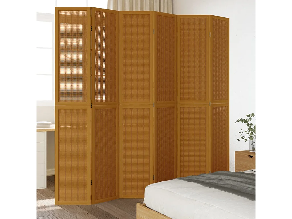 Kamerscherm met 6 panelen massief paulowniahout bruin BE372227