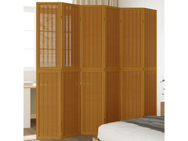 Kamerscherm met 6 panelen massief paulowniahout bruin BE372227