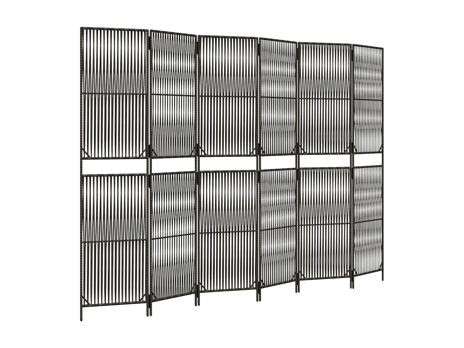 Biombo de 6 paneles ratán sintético gris ES852882