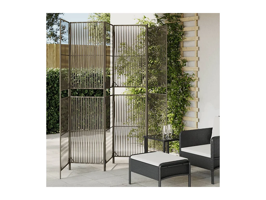 Paravent - Cloison de séparation 6 panneaux gris résine tressée FR93810