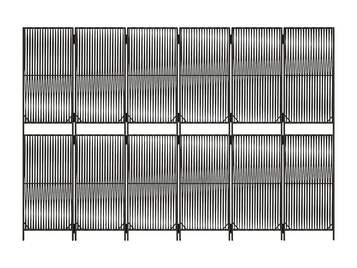 Paravent - Cloison de séparation 6 panneaux gris résine tressée FR93810