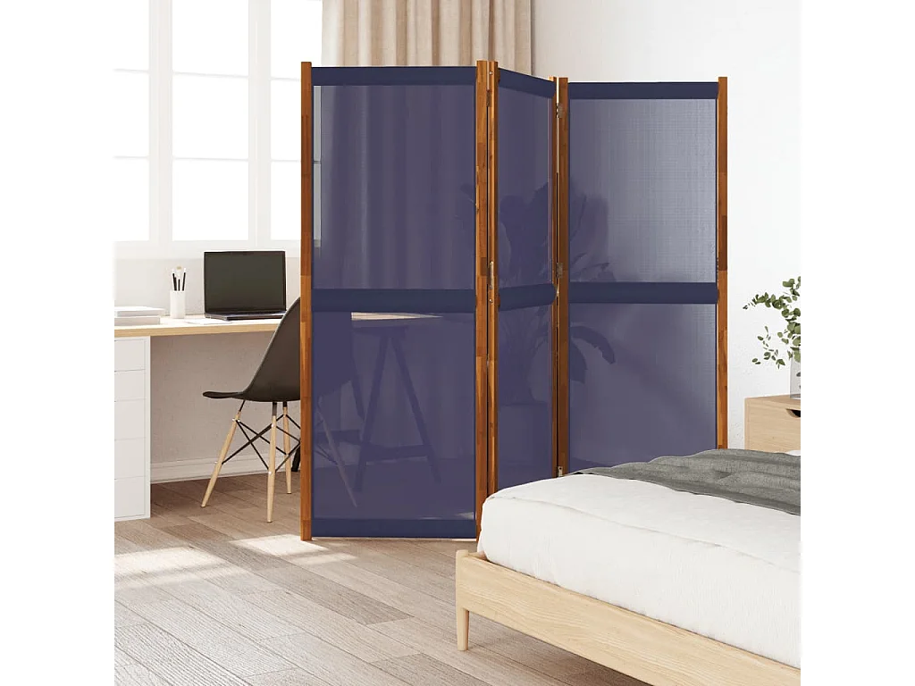 Paravent - Cloison de séparation 3 panneaux bleu foncé 210x180 cm FR52432