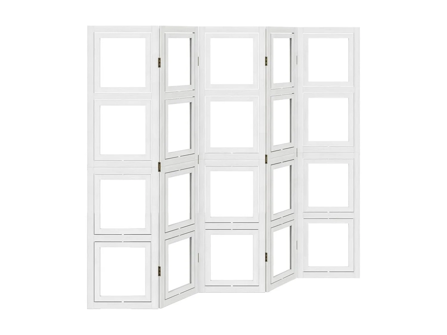 Biombo separador de 5 paneles madera maciza Paulownia blanco ES762723