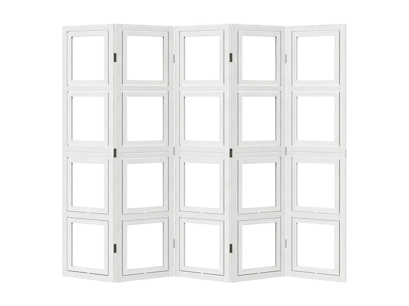 Biombo separador de 5 paneles madera maciza Paulownia blanco ES762723