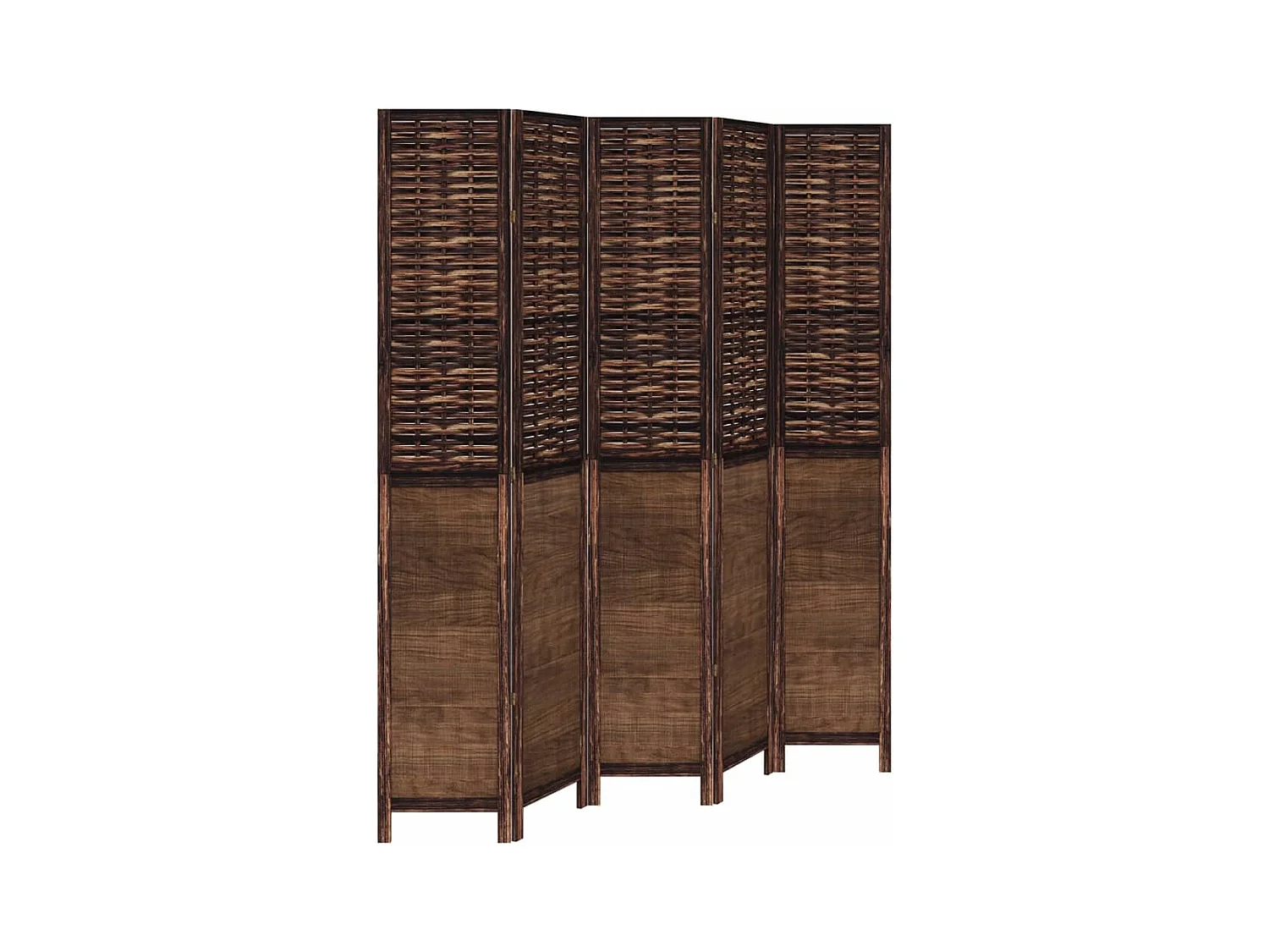Biombo separador de 5 paneles madera paulownia marrón oscuro ES300539