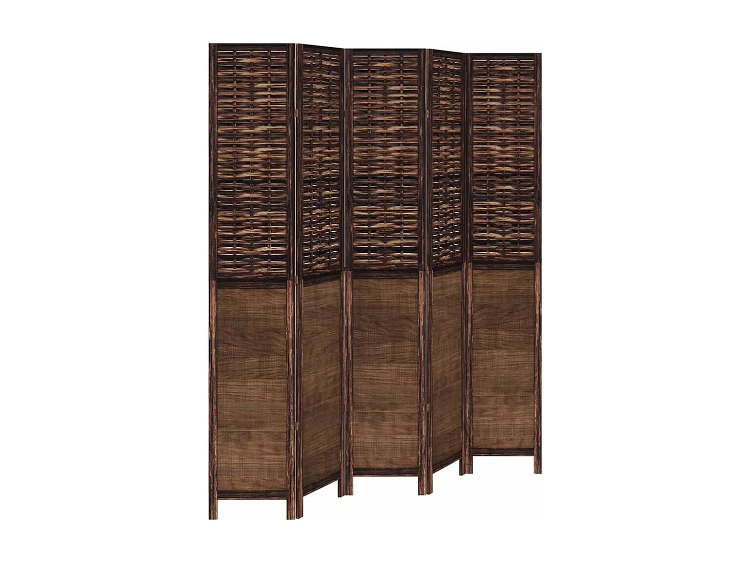 Biombo separador de 5 paneles madera paulownia marrón oscuro ES300539