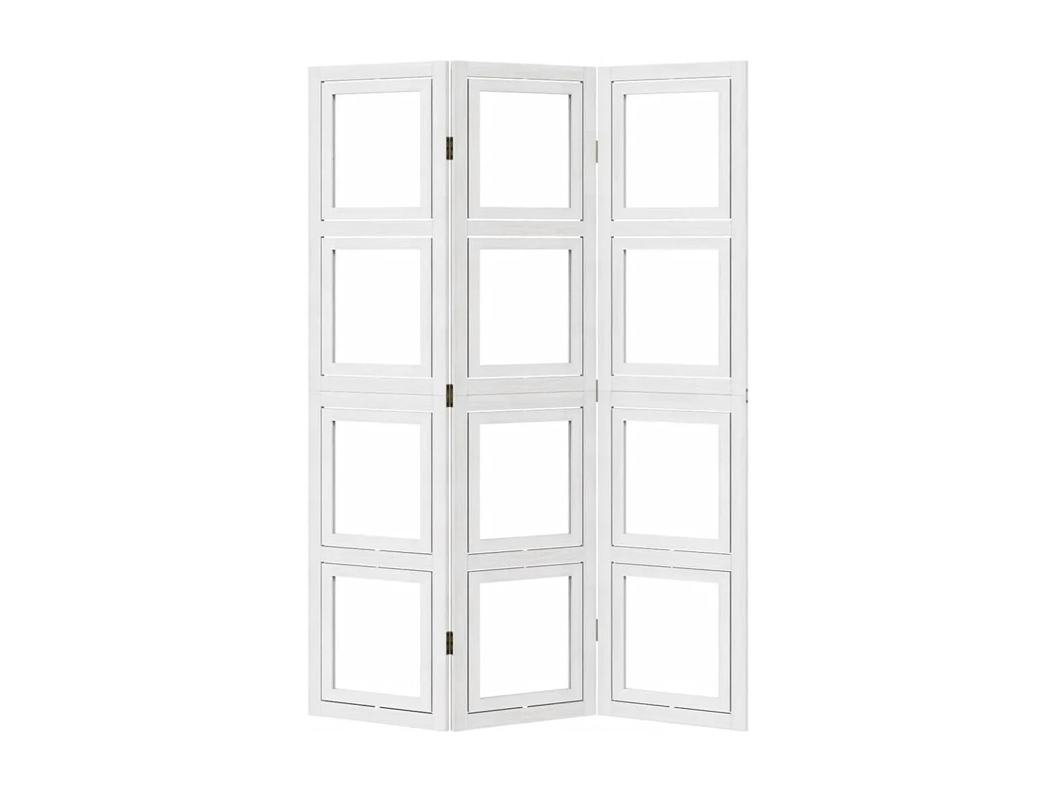 Biombo separador de 3 paneles madera maciza Paulownia blanco ES969924