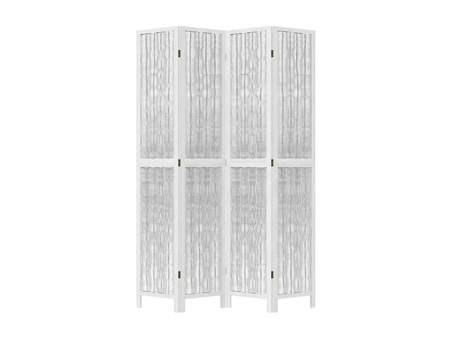 Biombo separador de 4 paneles madera maciza Paulownia blanco ES902621