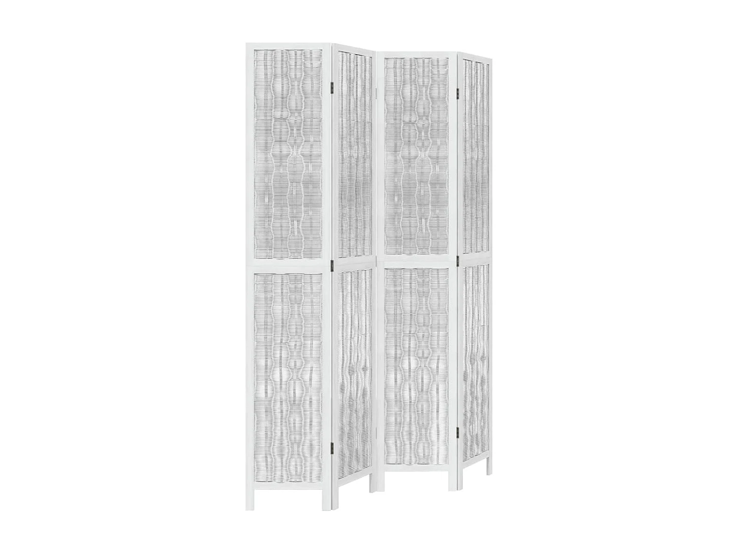 Biombo separador de 4 paneles madera maciza Paulownia blanco ES902621