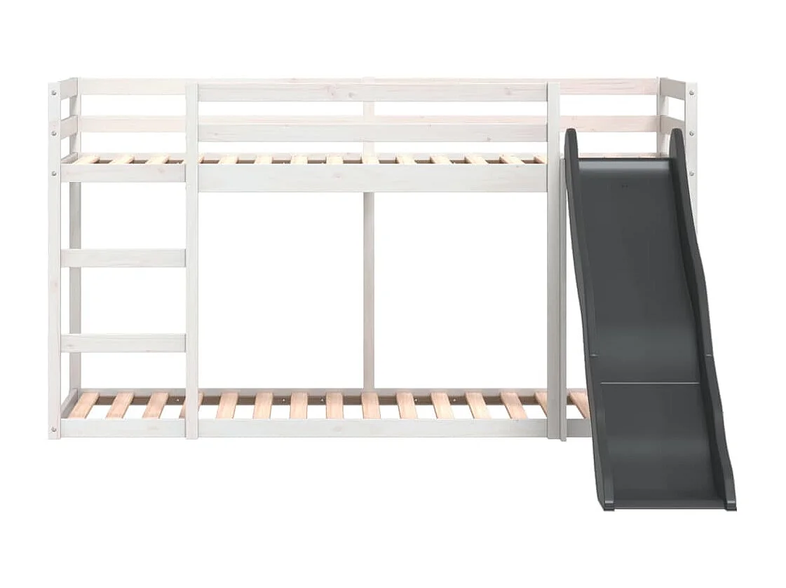 Beliche - 90x190 cm c/ escorrega e escada pinho maciço branco PT569654