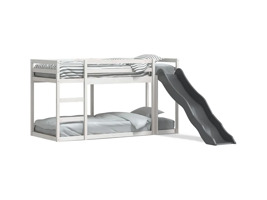 Lit superposé avec toboggan/échelle blanc 90x190 cm pin massif FR43765